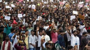 Student protesters gather during demonstrations in Patna, Bihar, India, July 2026.