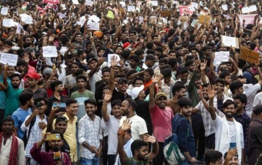 Student protesters gather during demonstrations in Patna, Bihar, India, July 2026.